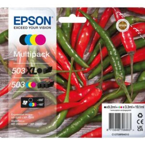 epson 503xl/503 pack de 4 cartuchos de tinta originales c13t09r94010