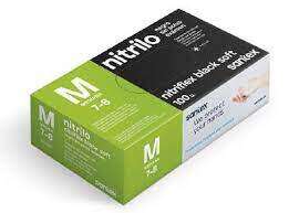 santex nitriflex black soft pack de 100 guantes de nitrilo para examen talla m 3.5 gramos sin polvo libre de latex no esteriles color negro