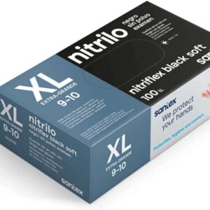 santex nitriflex black soft pack de 100 guantes de nitrilo para examen talla xl 3.5 gramos sin polvo libre de latex no esteriles color negro