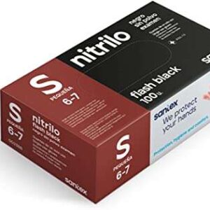 santex flash black pack de 100 guantes de nitrilo talla s 6 gramos sin polvo libre de latex no esteriles color negro