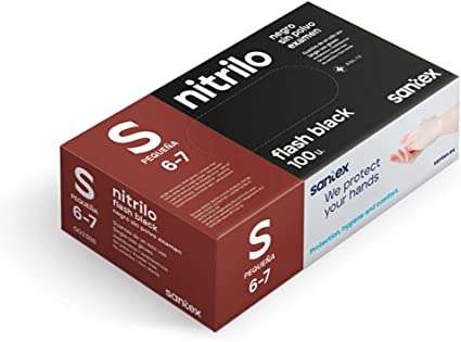 santex flash black pack de 100 guantes de nitrilo talla s 6 gramos sin polvo libre de latex no esteriles color negro