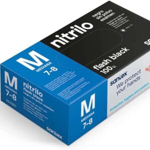 santex flash black pack de 100 guantes de nitrilo talla m 6 gramos sin polvo libre de latex no esteriles color negro