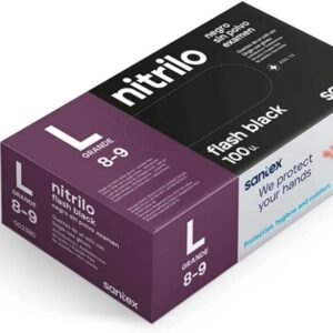santex flash black pack de 100 guantes de nitrilo talla l 6 gramos sin polvo libre de latex no esteriles color negro