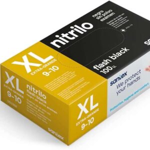 santex flash black pack de 100 guantes de nitrilo talla xl 6 gramos sin polvo libre de latex no esteriles color negro