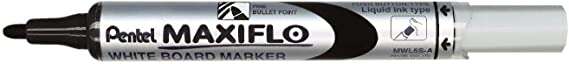 pentel maxiflo rotulador para pizarra blanca regulacion del flujo de tinta punta de bala ancho de linea 2mm 50% de materiales reciclados color negro