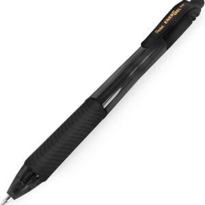 pentel energel x boligrafo de bola retractil punta 0.7mm trazo 0.35mm tinta gel recargable grip de agarre 50% de materiales reciclados color negro