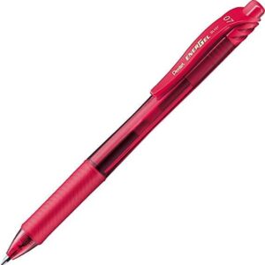pentel energel x boligrafo de bola retractil punta 0.7mm trazo 0.35mm tinta gel recargable grip de agarre 50% de materiales reciclados color rojo