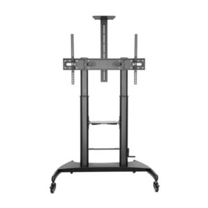 aisens soporte de suelo eco con ruedas y manivela bandeja para dvd y soporte de camara para monitor/tv hasta 100kg de 60 a 100 pulgadas color negro