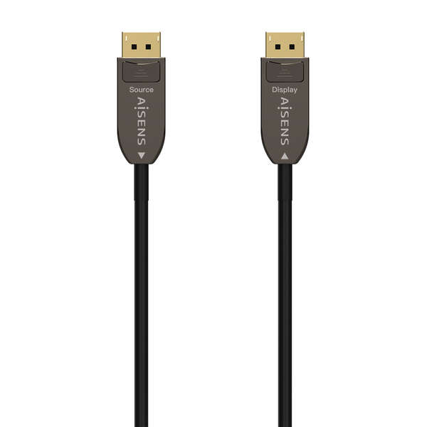 aisens cable displayport aoc v1.4 8k@60hz 4k@120hz 4:4:4 32.4gbps dp/m dp/m 10m color negro