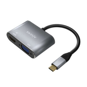 aisens conversor usb c a vga/hdmi 4k usb c/m vga/h hdmi/h 15cm color gris