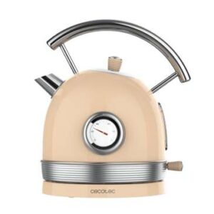 cecotec thermosense 420 light beige hervidor de agua 2200w capacidad 1,8l acero inoxidable filtro antical base con giro 360º medidor de temperatura estilo vintage