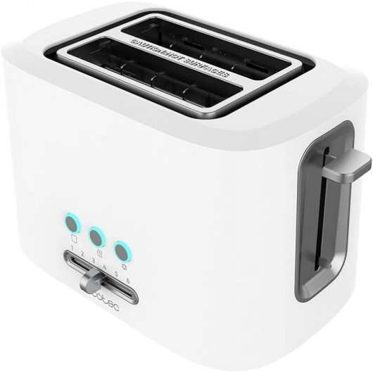 cecotec toast & taste 9000 double white tostadora electrica 980w 6 niveles 2 ranuras cortas extraanchas capacidad para 2 tostadas incluye soporte panecillos bandeja recogemigas