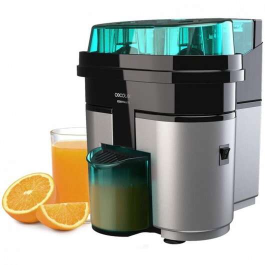 cecotec essentialvita twice black exprimidor electrico 90w vaso de 0.5l doble cabezal y cortador filtro para pulpa