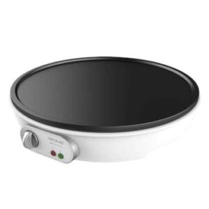 cecotec fun crepelicious crepera electrica 1000w revestimiento antiadherente potencia regulable diametro de 30,5cm rodillo esparcidor y espatula incluidos