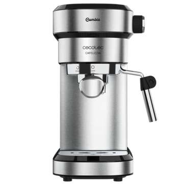 cecotec cafelizzia 790 steel cafetera express 1350w presion 20 bares deposito de 1,2l brazo doble salida vaporizador superficie calientatazas acabados en acero inoxidable