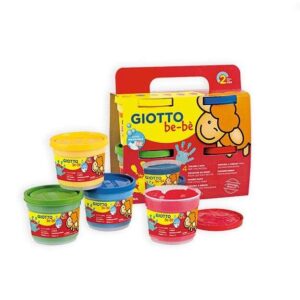 giotto bebe pack de 4 botes de pintura para dedos 150ml facil aplicacion colores surtidos