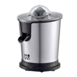 muvip exprimidor electrico inox 300w cuerpo y filtro de acero inoxidable sistema antigoteo 2 tamaños de conos