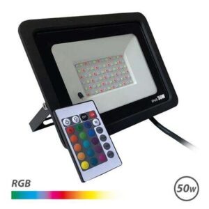 elbat foco led rgb 50w control remoto ip65 ideal para exterior