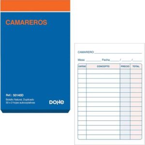 dohe talonario de comandas bolsillo natural 50x2 hojas autocopiativas duplicado