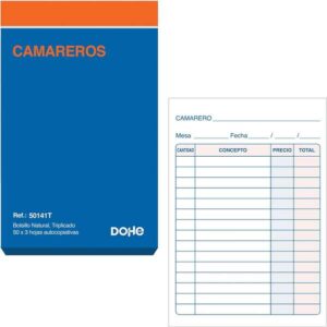 dohe talonario de comandas bolsillo natural 50x3 hojas autocopiativas triplicado