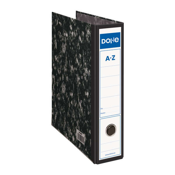 dohe archinovo archivador de palanca 287x350x75mm cubierta carton forrado formato folio lomo ancho cantoneras metalicas color negro jaspeado