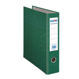 dohe archivador de palanca tamaño folio lomo ancho 70mm ollao, rado y tarjetero en el lomo carton forrado con polipropileno cantoneras metalicas color verde