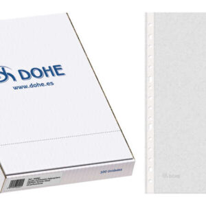 dohe caja de 100 fundas multitaladro premium 80 micras folio 16 perforaciones polipropileno rugoso transparentes