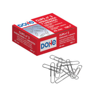 dohe pack de 100 clips labiados nº3 42mm niquelados