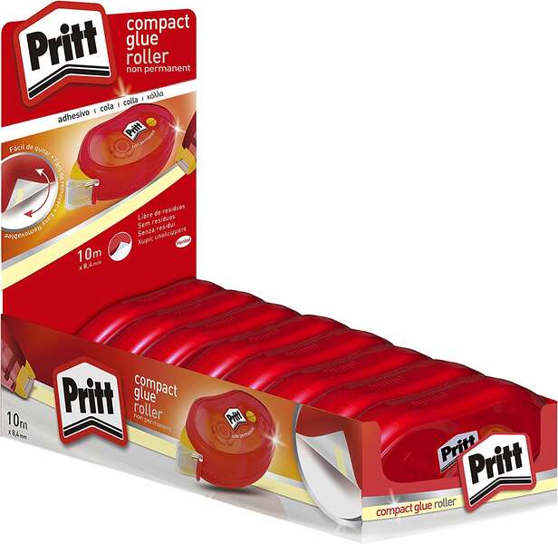 pritt compact roller adhesivo removible 8.4mm x 10m aplicacion limpia preciso y reciclable
