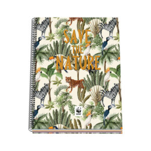 dohe wwf save the nature cuaderno espiral tapa dura tamaño a4 de 100 hojas 90gr hojas microperforadas con 4 taladros cuadricula 5mm