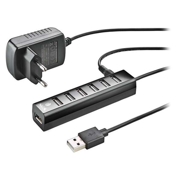 ngs ihub7 tiny hub usb 2.0 7 puertos usb 2.0 adaptador de corriente velocidad hasta 480mbps