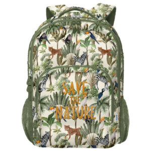 dohe wwf save the nature mochila escolar grande 3 compartimentos bolsillos laterales tirantes acolchados y ajustables adaptable a carro
