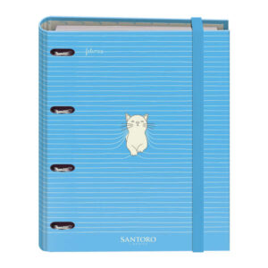 dohe santoro felines carpeta de 4 anillas formato a4 con recambio de 100 hojas 4 separadores de colores cierre con goma elastica anillas de 35mm