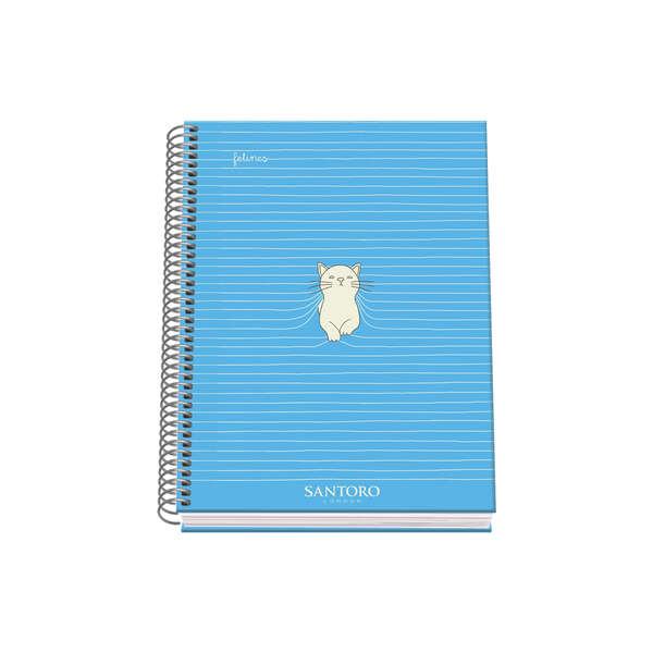 dohe santoro felines cuaderno espiral tapa dura tamaño a5 de 100 hojas 90gr hojas microperforadas con 2 taladros cuadricula 5mm