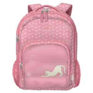 dohe santoro felines mochila escolar grande 3 compartimentos bolsillos laterales tirantes acolchados y ajustables asa superior
