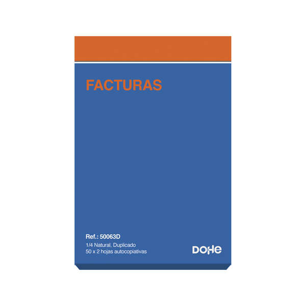 dohe talonario de facturas cuarto natural 50x2 hojas autocopiativas duplicado
