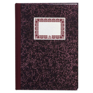 dohe cuaderno cartone modelo caja de 100 hojas folio natural tapa en tres piezas con lomera de tela interior en papel offset de 70g/m2 cosidos a hilo vegetal lomo burdeos