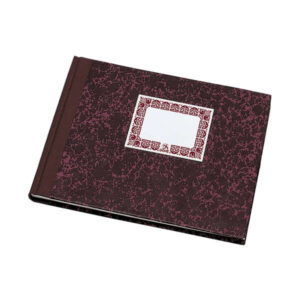 dohe cuaderno cartone modelo caja de 100 hojas cuarto apaisado tapa en tres piezas con lomera de tela interior en papel offset de 70g/m2 cosidos a hilo vegetal lomo burdeos