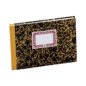 dohe cuaderno cartone cuentas corrientes de 100 hojas cuarto apaisado tapa en tres piezas con lomera de tela interior en papel offset de 70g/m2 cosidos a hilo vegetal lomo amarillo