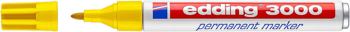 edding 3000 rotulador permanente punta redonda de 1.5mm trazo entre 1.5 y 3mm recargable secado rapido color amarillo