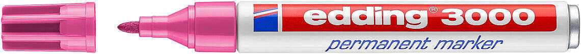 edding 3000 rotulador permanente punta redonda de 1.5mm trazo entre 1.5 y 3mm recargable secado rapido color rosa