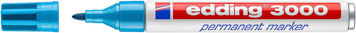 edding 3000 rotulador permanente punta redonda de 1.5mm trazo entre 1.5 y 3mm recargable secado rapido color azul claro