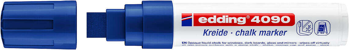edding 4090 rotulador de tiza liquida punta biselada trazo entre 4 y 15mm olor neutro color azul