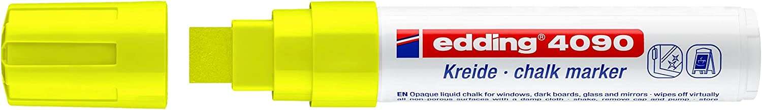 edding 4090 rotulador de tiza liquida punta biselada trazo entre 4 y 15mm olor neutro color amarillo neon