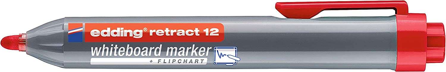 edding retract 12 rotulador para pizarra blanca retractil punta redonda trazo entre 1.5 y 3mm recargable secado rapido color rojo
