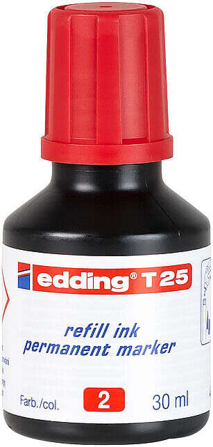 edding t25 bote de recarga para rotulador permanente capacidad 30ml color rojo