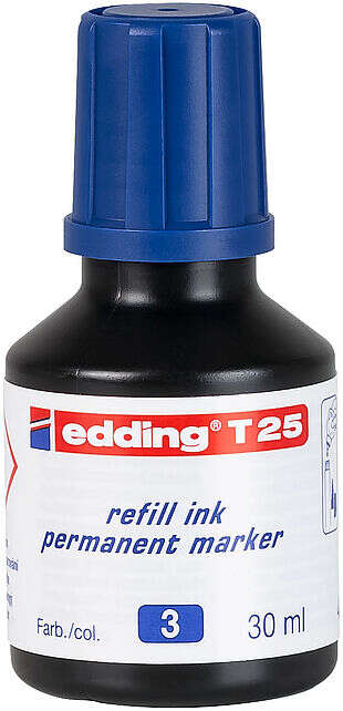 edding t25 bote de recarga para rotulador permanente capacidad 30ml color azul