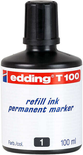 edding t100 bote de recarga para rotulador permanente capacidad 100ml color negro