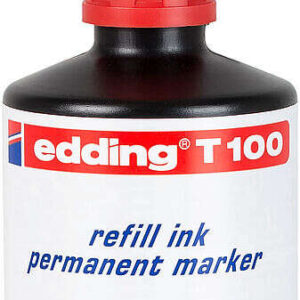 edding t100 bote de recarga para rotulador permanente capacidad 100ml color rojo