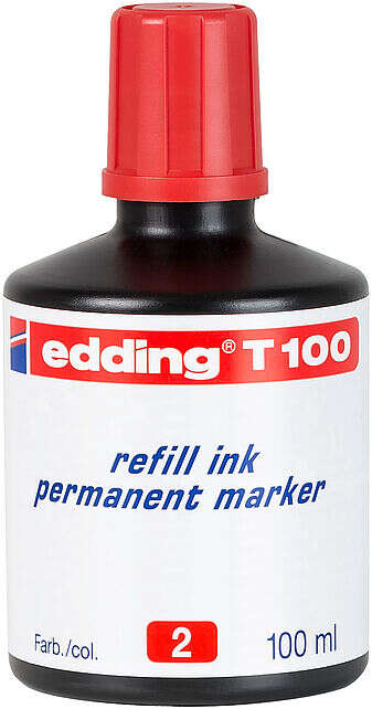 edding t100 bote de recarga para rotulador permanente capacidad 100ml color rojo